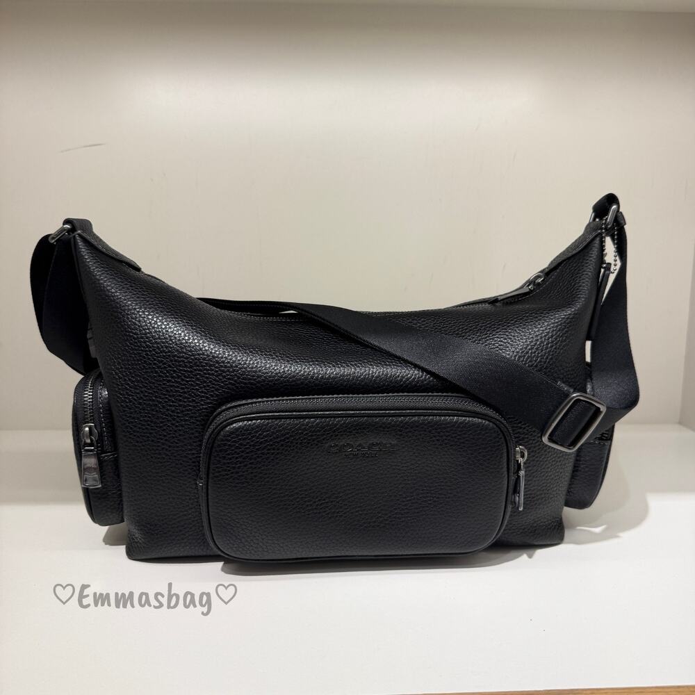 NWT Coach Finn Crossbody Bag With Pockets CCG15 pebbled leather/Gunmetal/Black
